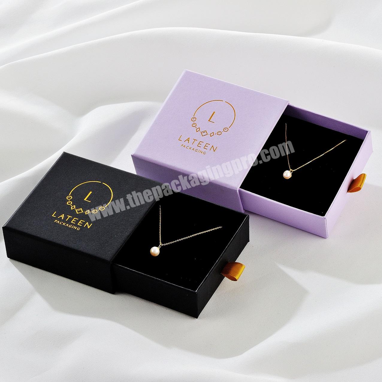 Hot sales Custom Logo Jewelry Box Packaging Gift Drawer Cardboard Box with sponge