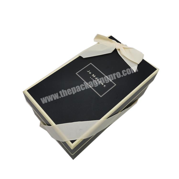 Hot sales hot stamping luxury  lid and base box high quality custom  fashion paper gift box with ribbon for aromatherapy