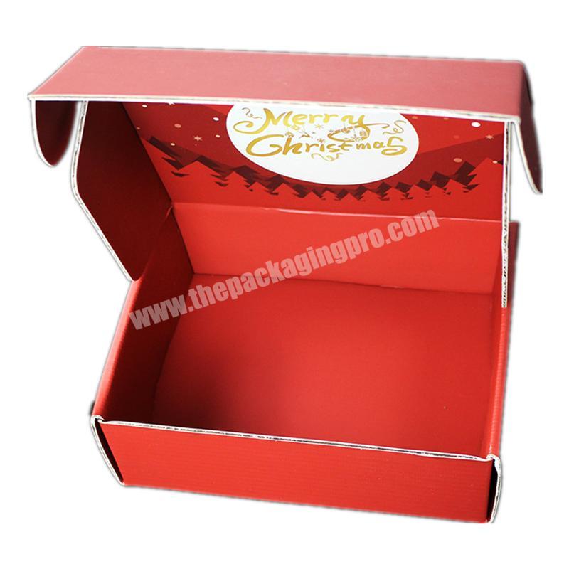 Hot selling e flute corrugated material custom shoe box glossy lamination red mailer box