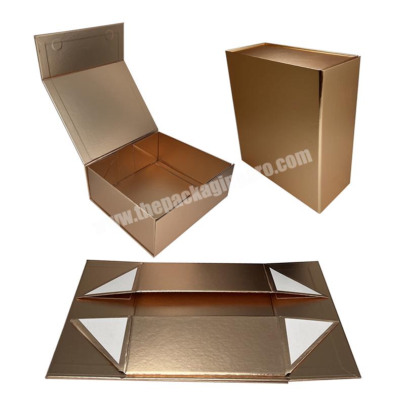Hot selling luxury gift wrapping hamper box gold color screen printing OEM folding gift box for packaging
