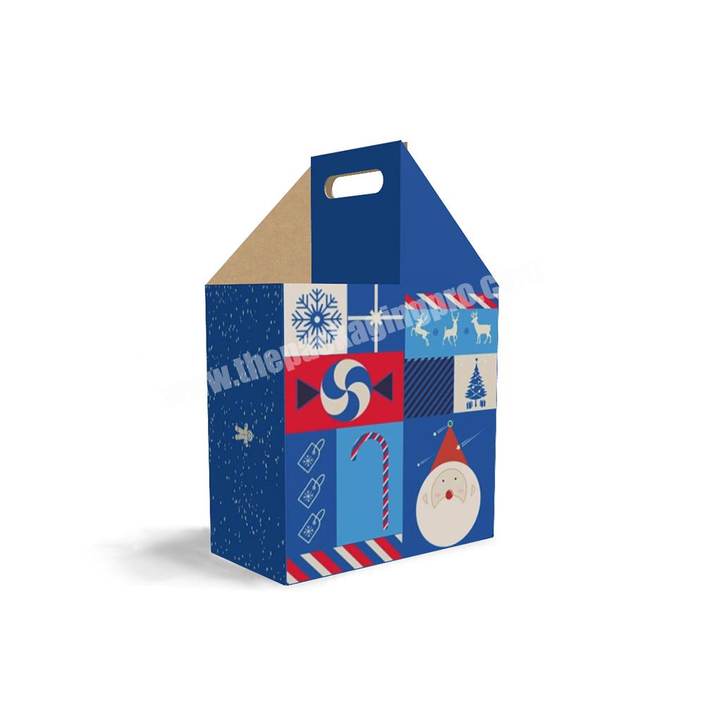 Hotsale Christmas Kraft Cardboard Convenient Take Away Packaging Coffee Cup Carrier Holder Box with Handle Custom LOGO