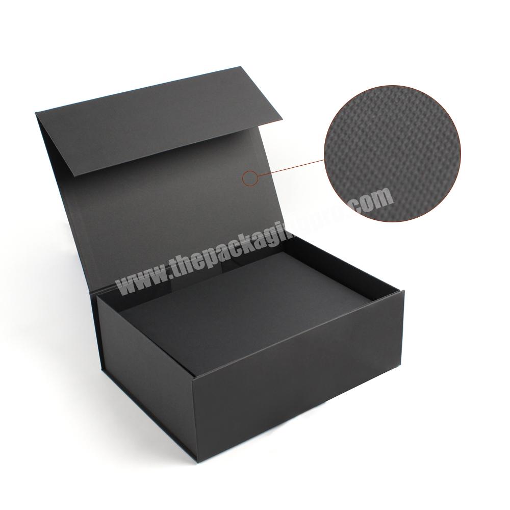 Hotsale Retail Kraft Clothing Apparel Clothing T-shirt Dress Luxury Packaging Black Foldable Gift Box