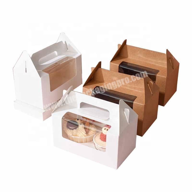 Ice Cream Cake Box Bakery Cupcake Boxes with Window White Pink Customized Tall Cardboard Wedding Food Shipping Box for Cake Logo