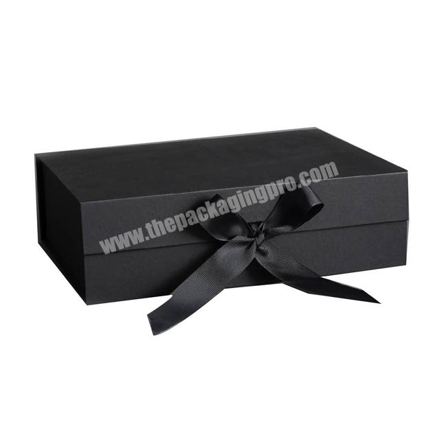In Stock Low MOQ Black Color Rigid Flat Magnetic Folding Gift Box for Packaging