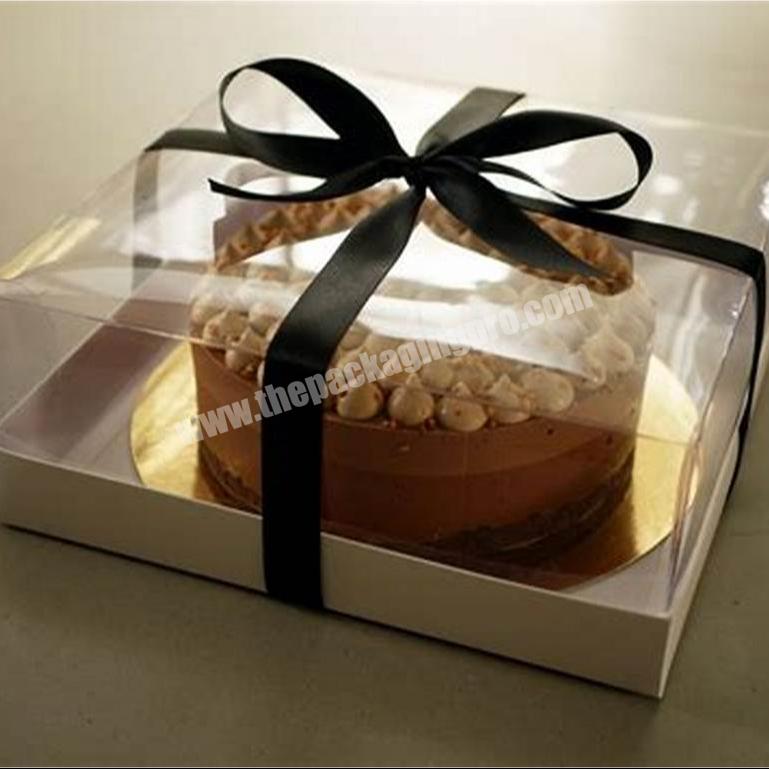 KINSUN Custom10x10x12 inch Factory Price Cake Box with window in bulk Wholesale White Large Cake Boxes kraft paper Tall Cake Box
