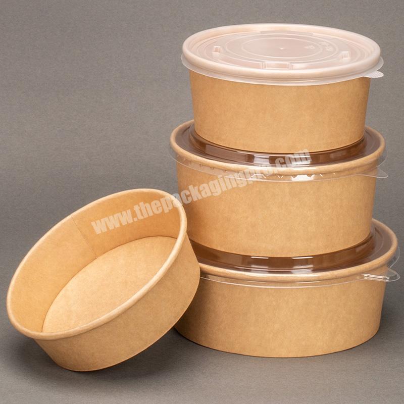 KinSun  Customized Biodegradable Disposable Kraft Paper Salad Bowl With Lid For Food Paper Container