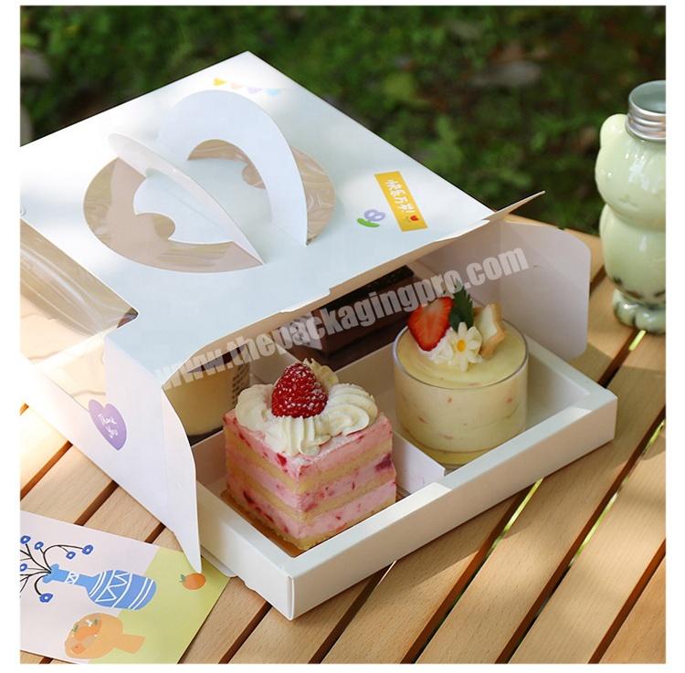 KinSun 4-grid transparent window opening portable 4-grid baking package dessert box cut puff cup cake roll box