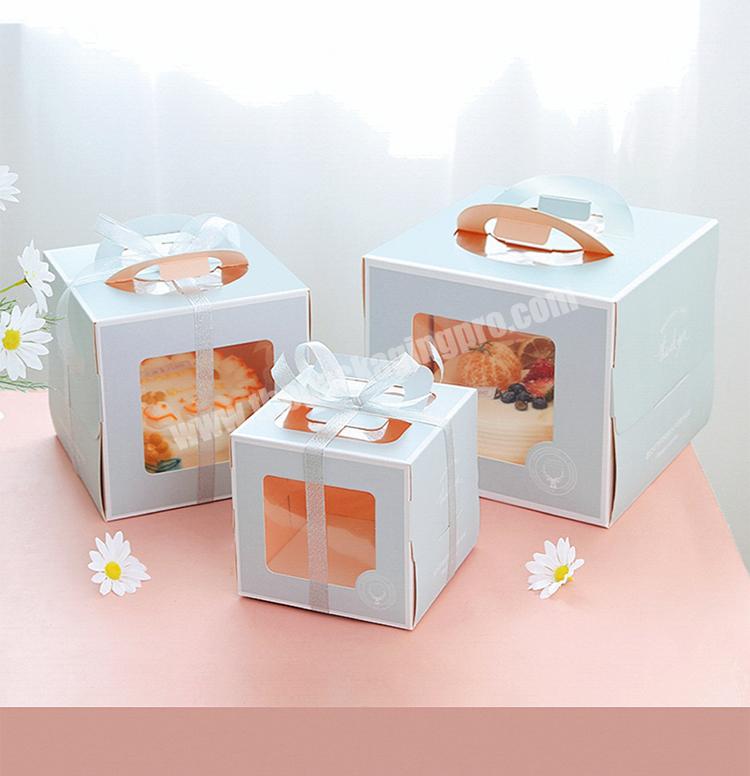 KinSun 4 inch 6 inch 8 inch cake box Transparent windowing portable cake packaging box disposable square birthday cake box