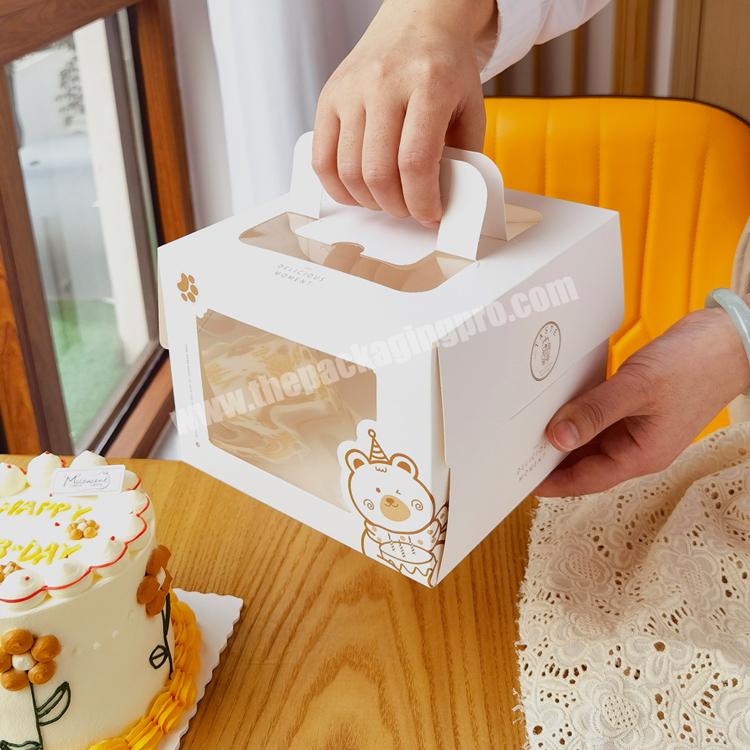 KinSun 456-inch Birthday Cake Packaging Box Small FourFiveSix Hand-operated Transparent Cut Dessert Baking Box