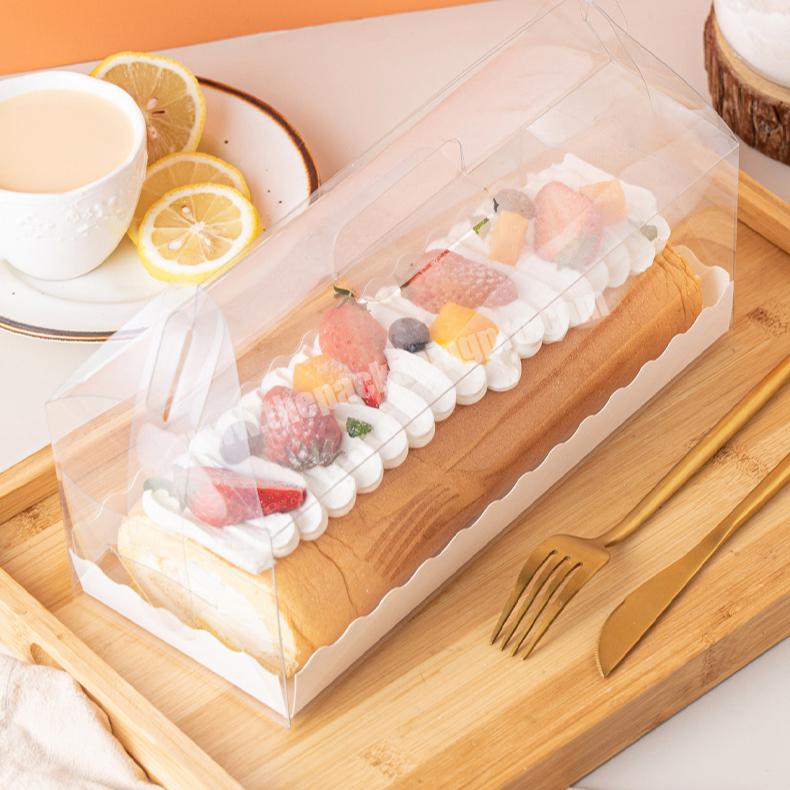 KinSun Cake Roll Packaging Box Transparent Towel Roll Swiss Roll Cake Box Baked Pastry Portable Bar Snack Packaging Box