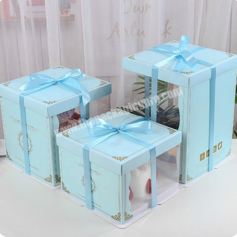 KinSun Custom Logo Printed Birthday Cake Boxes Hot Sale Cake Packaging Box Wholesale High Quality Cake Box With Window