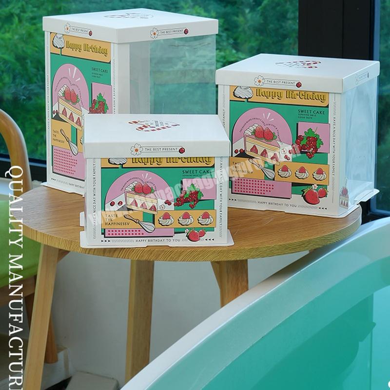 KinSun Custom Logo Window Cake Boxes Custom High Quality Bulk Cake Box With Window Wedding Cake Box