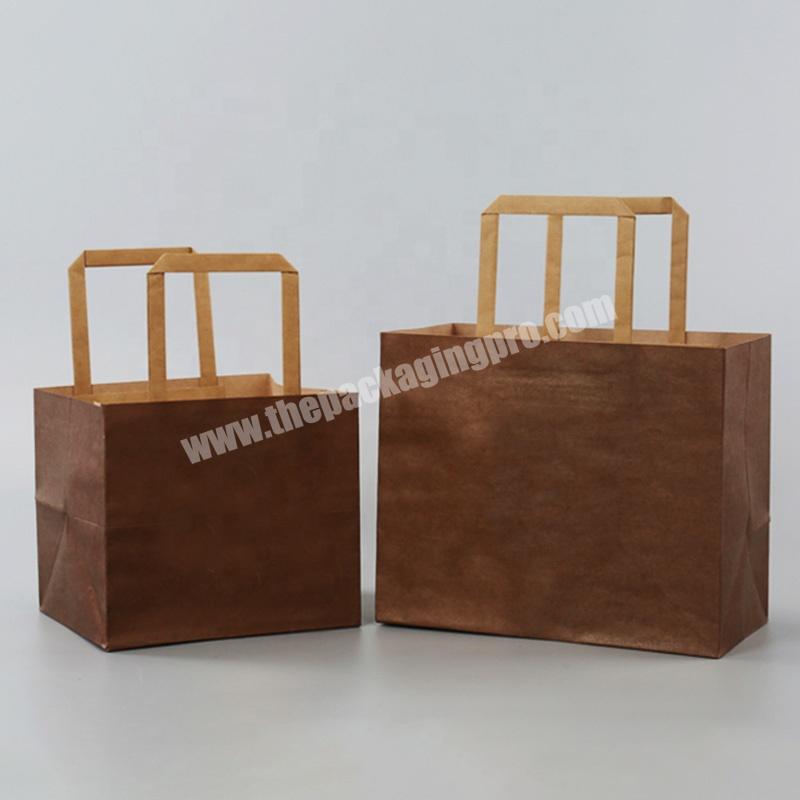 KinSun Custom Printed Clothing Paper Bag Takeaway Shopping Brown Kraft Paper Bag With Handle