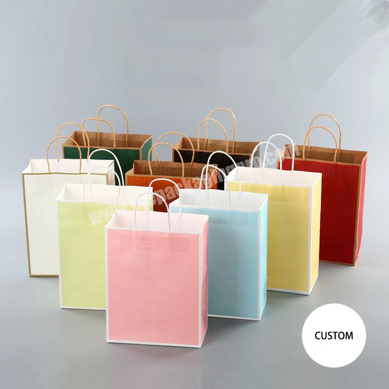 KinSun Customized kraft paper bag small gift handbag takeout milk tea bag customized LOGO shopping clothes bag