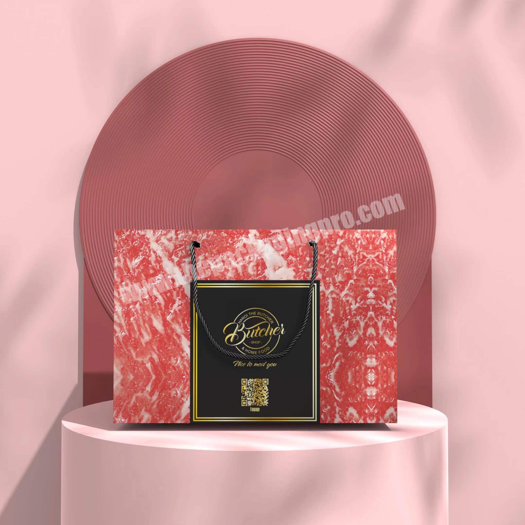 KinSun Customized wholesale Empty beef packaging bag Free design handbag Fashionable card paper bag