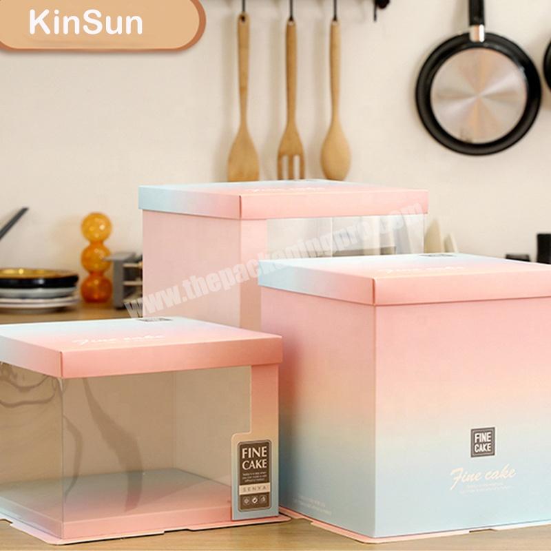KinSun Designed Color Printed Wedding Cake Boxes Wholesale Cake Packaging Box High Quality Cake Box With Window