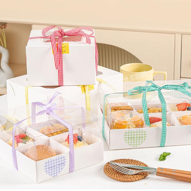 KinSun Dessert packaging box four compartments six compartments window opening cake box paper cup cake picnic box