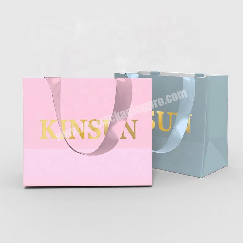 KinSun Free Design Shop Paper Bag Custom Printed Deco Paper Bag Luxury Ribbon Handle Paper Bags For Packaging