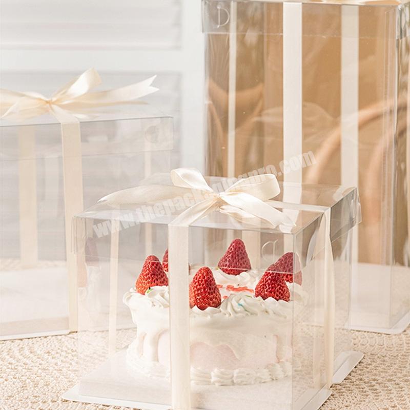 KinSun Handmade Rectangle Customized Transparent Cake Box Wholesale Custom Cake Boxes High Quality Cake Packaging Box