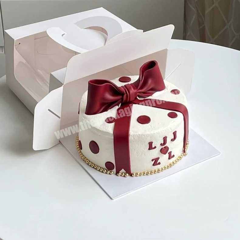 KinSun Portable 4-inch 6-inch 8-inch cake box Cartoon transparent window opening cake box Mousse birthday cake box