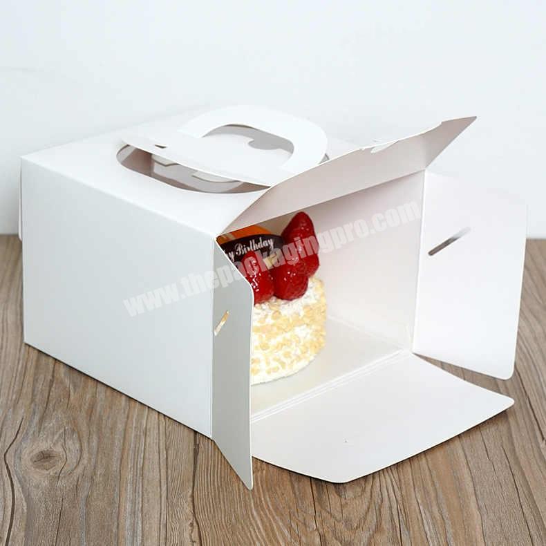 KinSun Portable pure white birthday cake box 4 \6\ 8 \10\ 12 \white cardboard cake box embossed baking packaging box