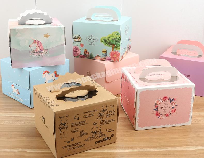 KinSun Portable square birthday cake box disposable square cheese mousse box  western food household packaging