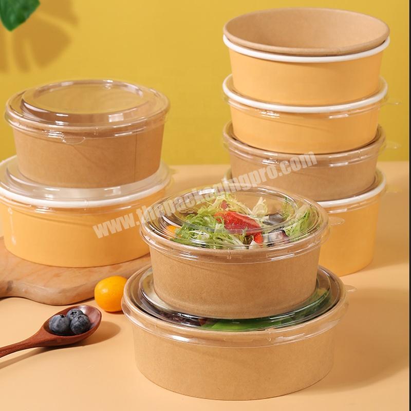 KinSun Takeaway 500ml750ml1000ml Biodegradable PLA Kraft Paper Food Box Salad Box Salad Bowl