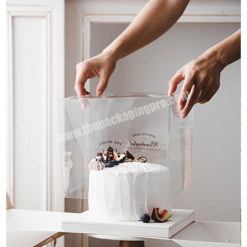 KinSun Valentine's Day Strawberry Pattern Birthday Cake Box 6-inch Mousse Gift Box Transparent Cake Box