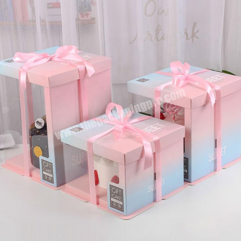 KinSun Wholesale Cake Packaging Box High Quality Birthday Cake Boxes Custom Printed Cake Box With Window