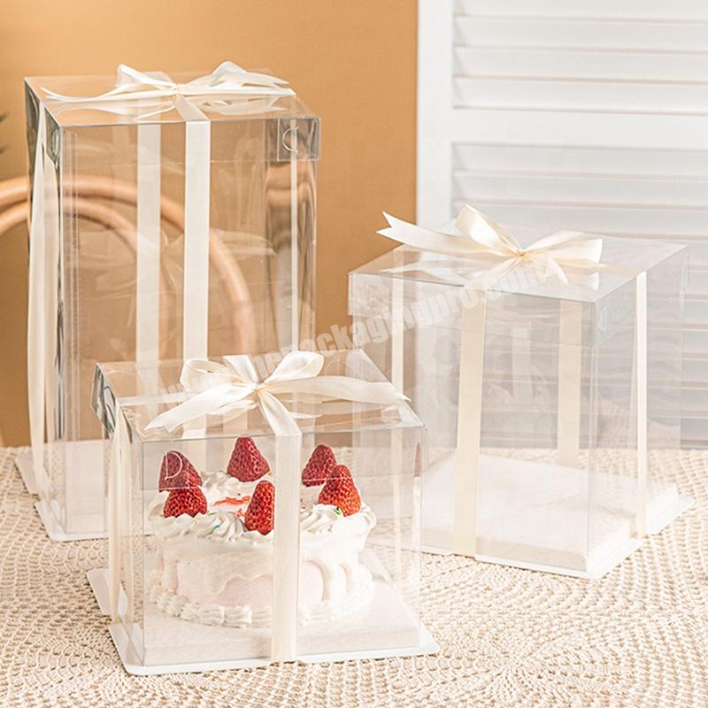 KinSun Wholesale Custom Size Clear Cake Packaging Box High Quality Transparent Cakes Boxe Hot Sale Birthday Cake Box