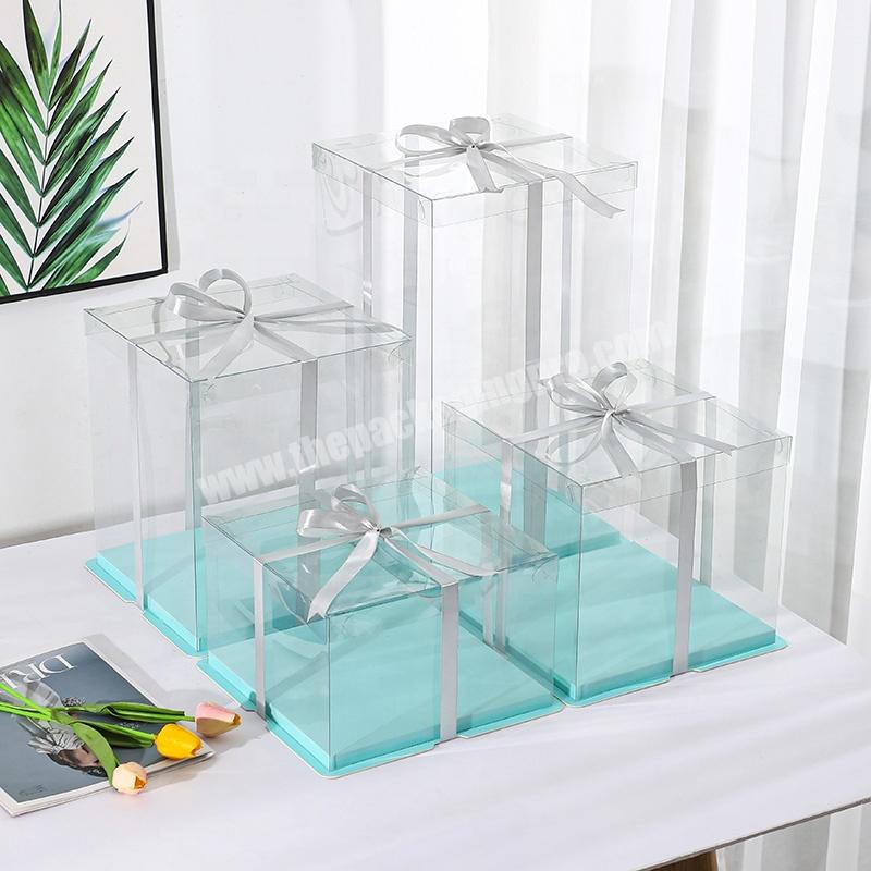 KinSun Wholesale Customized Clear Cake Boxes High Quality Cake Packaging Box Hot Sale Tall Cake Box