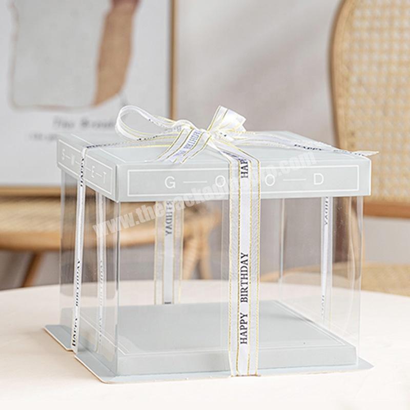 KinSun Wholesale Tall Wedding Cake Boxes Customizable Plastic Cake Box Handmade Rectangle Cake Box Wholesale