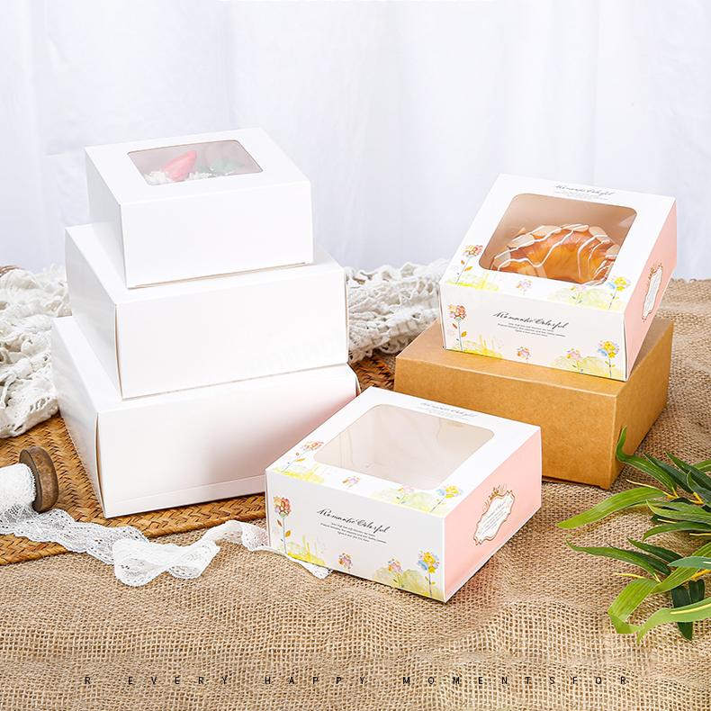 Kinsun Delicate small cheese mousse cake box baking window opening cake box doughnut bread packaging box