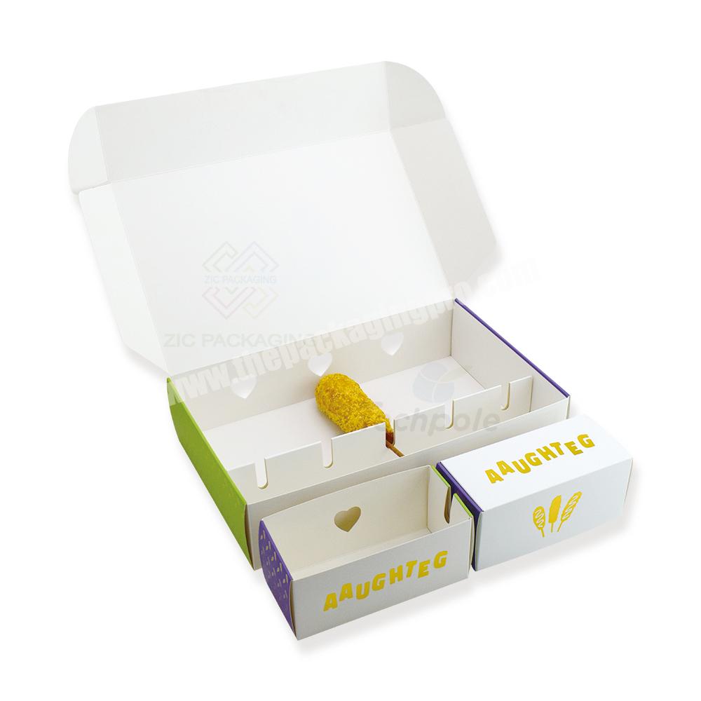 Korean Hotdog Box Custom Logo Oil Proof 5 Pieces Corndog Boxes with Insert Packaging Corn Hot Dog Box