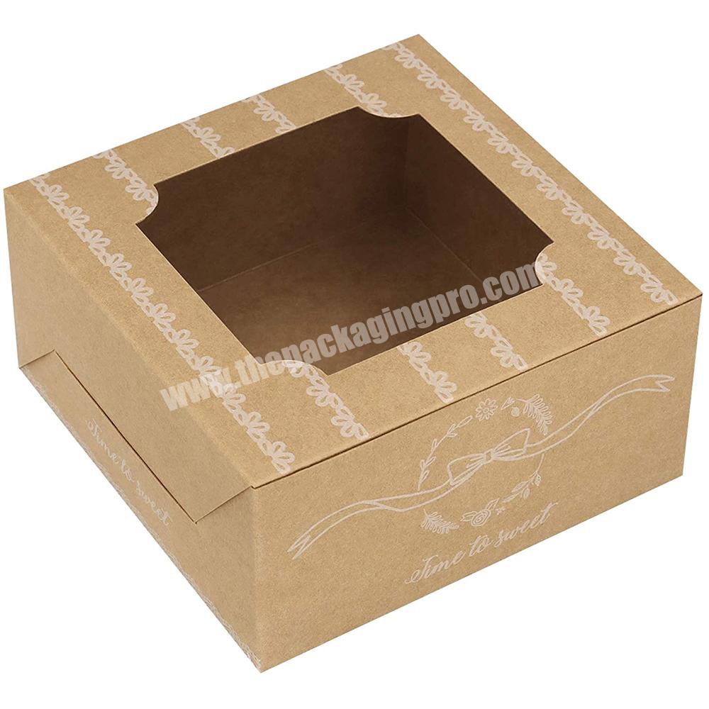 Kraft Bakery Boxes with Window Cupcake box Disposable Dessert Cake Cookie Macaron Pie Muffin  Pastry Gift Baking Packaging