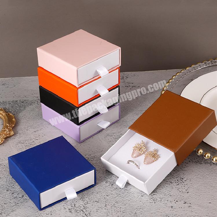 LOGO Custom Paper Drawer Box Coated Paper Necklace Ring Box Jewelry Packing Cardboard Slide Box Jewelry Package