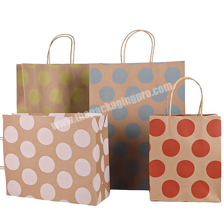 Large Capacity Kraft Paper Custom Luxurious Paper Teacher Polka Dot Gift Bags With Logo For Party