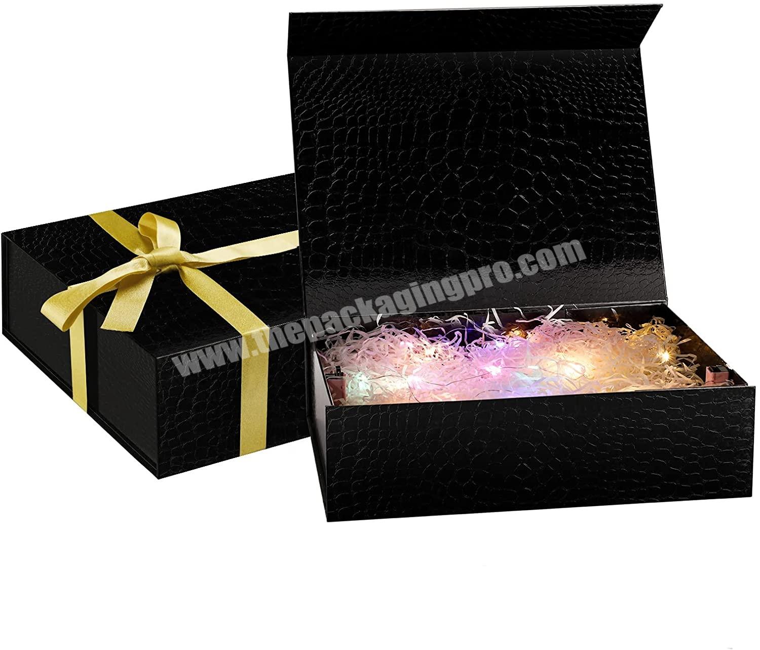 Large Gift Box with Lid, Collapsible Gift Box with Card and Ribbon, for jewelry, candies, watch,scarves, candles
