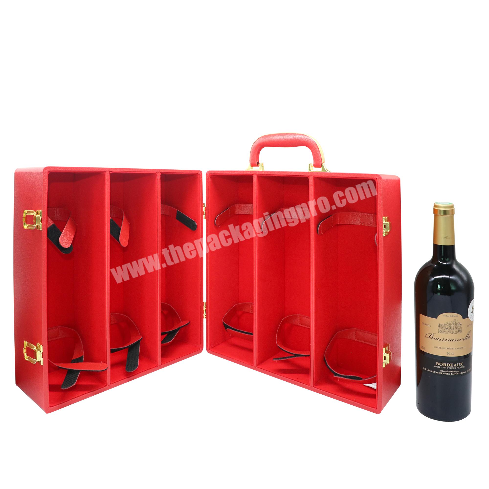 Leather packaging cheap 6 bottle wine box wine bottle box packaging wine craft box