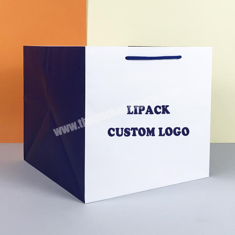 Lipack Big Square Bottom Flower Cake Paper Carry Bag Custom Logo Large Square Paper Gift Carrier Bag