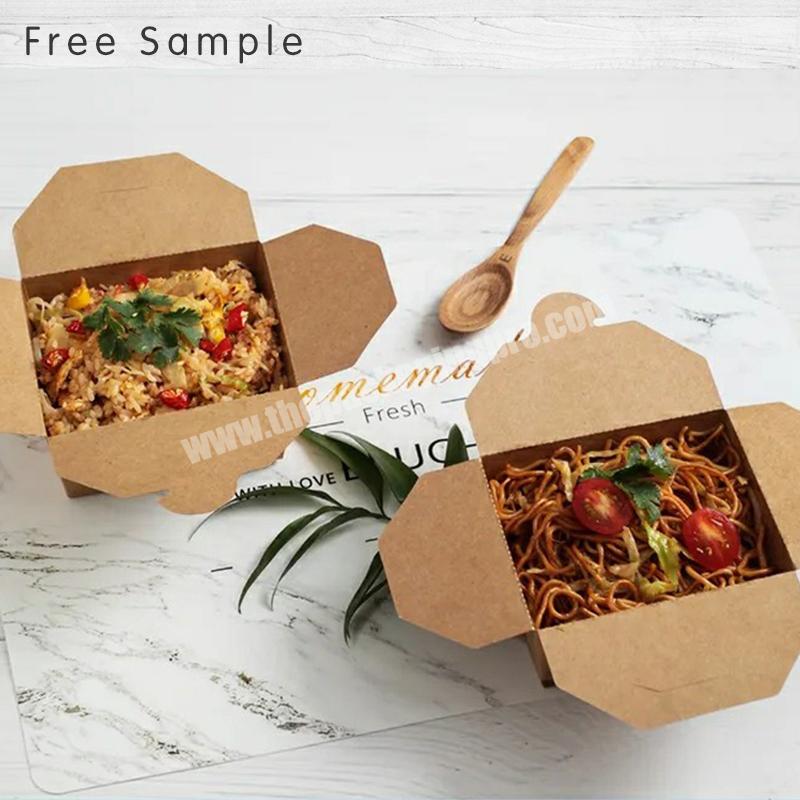 Lipack Biodegradable Disposable Kraft Paper Lunch Box Bento Wholesale Custom Paper Takeout Box With Logo