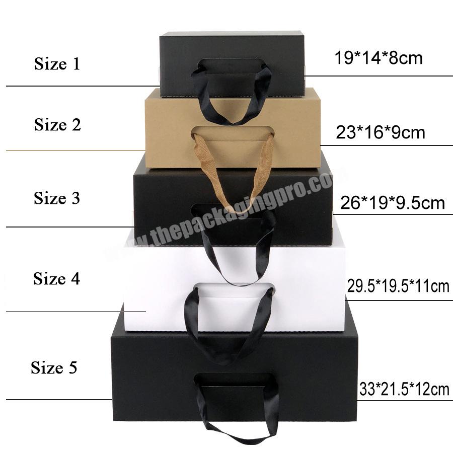 Lipack Black White Kraft Pink Shoe Clothes Packaging Box Corrugated Cardboard Box With Ribbon Handle