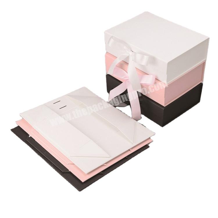 Lipack Cajas De Carton Foldable Ribbon Gift Paper Box Magnetic Paper Folding Box With Ribbon Closure