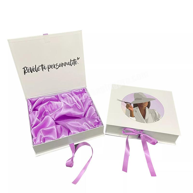 Lipack Cardboard Satin Lingerie Bra Packaging Box Magnet Lid Gift Box Packaging With Ribbon Handle