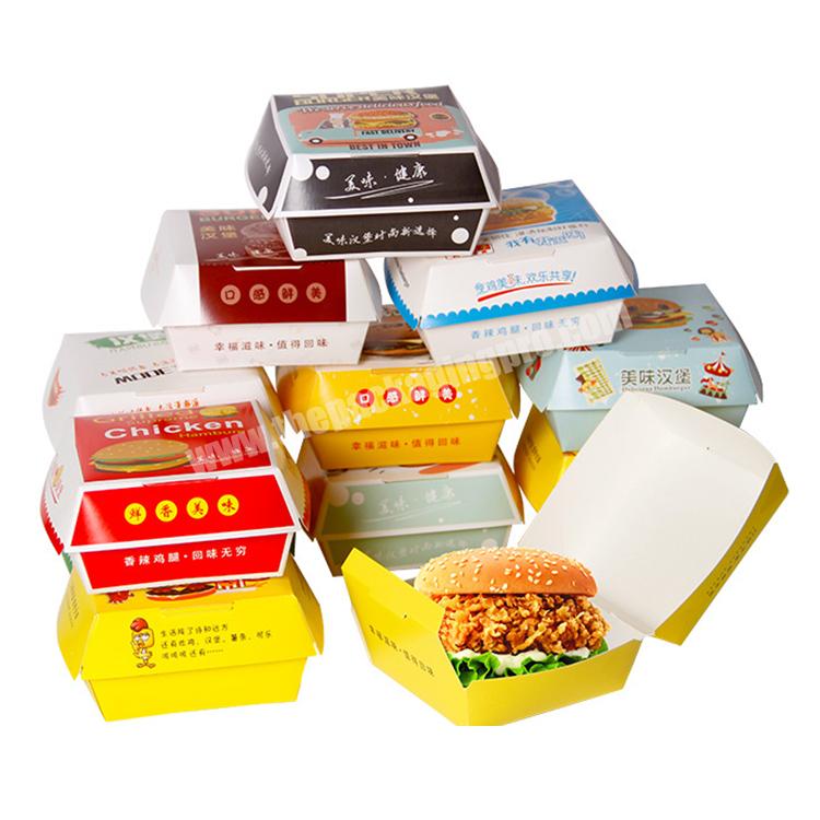 Lipack Custom Biodegradable Kraft Paper Hamburger Takeaway Box Disposable Food Packaging Craft Paper Burger Box