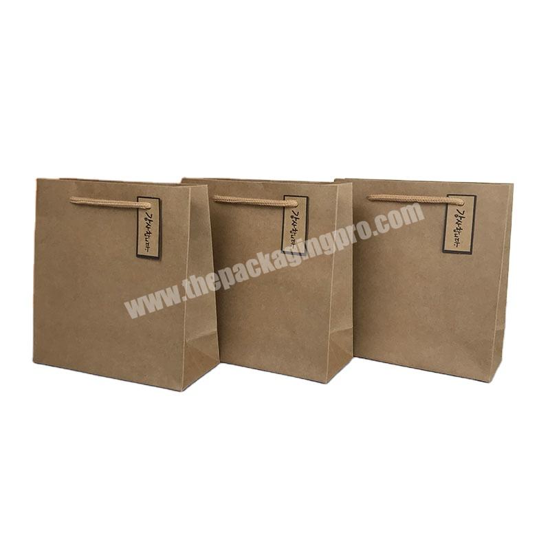 Lipack Custom Design Recycled Paper Bags Eco-Friendly Brown Craft Paper Shopping Bags With Hang Tag