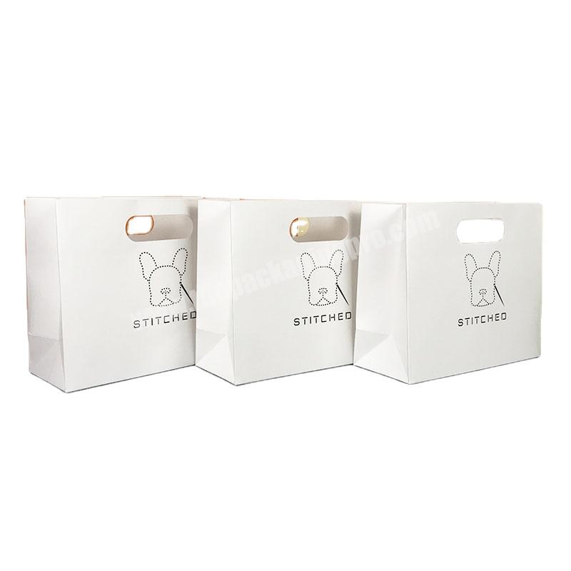 Lipack Custom Die Cut Design Retail Shopping Paper Bags Recycling Paper Shopping Bags With Die Cut Handles