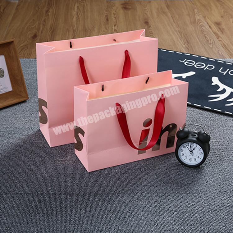 Lipack Custom Logo Luxury Gift Carry Paper Bag Cheap Handle Pink Shopping Paper Bag With Logo