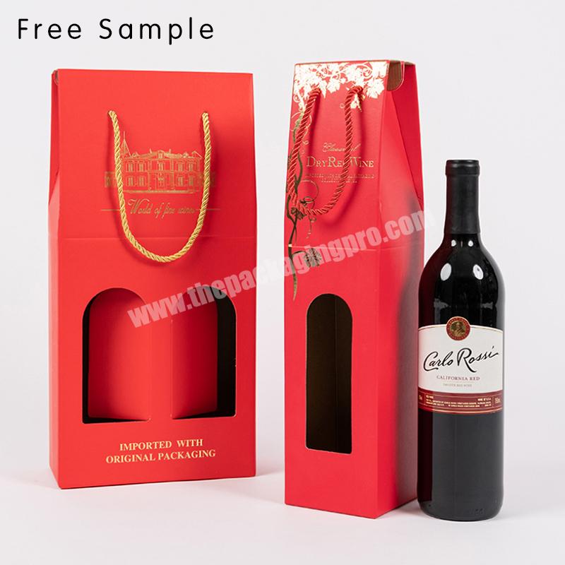 Lipack Custom Logo Single 2 Bottles Wine Bottles Shipping Boxes Rigid Carton Box Packaging For Wine