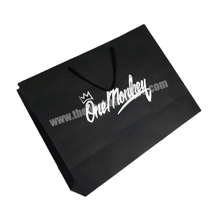 Lipack Custom Print Logo Boutique Paper Bag High Quality Luxury Black Shopping Gift Paper Bags With Your Own Logo